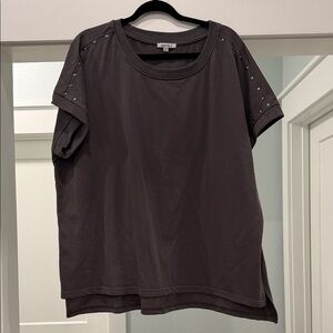 white birch Charcoal Short Sleeve Tee with Shoulder Studs